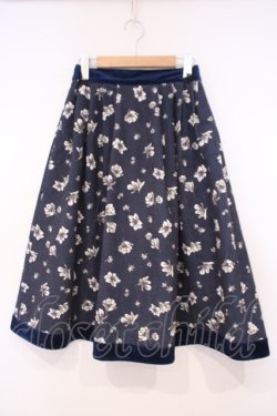 画像1: axes femme / 花柄コーデュロイ調スカート M ネイビー O-26-01-29-025-AX-SK-OW-OS