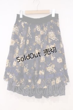 画像1: axes femme / ハシゴレース使い花柄スカート M ネイビーO-26-01-29-027-AX-SK-OW-ZT587