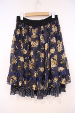 画像2: axes femme / ハシゴレース使い花柄スカート M ネイビー O-26-01-29-027-AX-SK-OW-OS