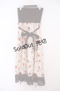 画像1: axes femme / 花柄2WAYスカート M キナリ×ブラウン O-26-01-29-028-AX-SK-OW-OS