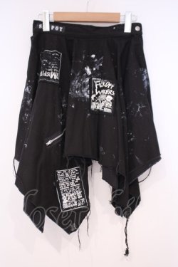 画像1: SEX POT ReVeNGe / パッチ配色ランダムカットスカート L ブラック O-26-01-29-030-SP-SK-OW-OS