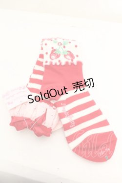 画像1: Angelic Pretty / ストロベリィボーダーハイソックス  アカ O-26-01-30-065-AP-ZA-OW-OS