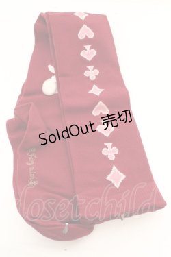 画像1: Fairy　Wish / リボンラビットのトランプ柄ソックス  ワイン O-26-01-30-067-LO-ZA-OW-OS