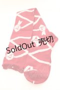 BABY,THE STARS SHINE BRIGHT / レースアップリボン柄オーバーニーソックス  えんじ×ピンクリボン O-26-01-30-070-BA-ZA-OW-OS