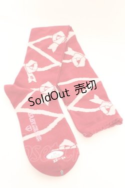 画像2: BABY,THE STARS SHINE BRIGHT / レースアップリボン柄オーバーニーソックス  えんじ×ピンクリボン O-26-01-30-070-BA-ZA-OW-OS