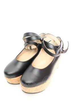 画像1: an another angelus / クロスストラップ厚底パンプス M クロ O-26-01-30-081-CA-SH-IG-OS