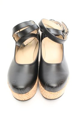 画像2: an another angelus / クロスストラップ厚底パンプス M クロ O-26-01-30-081-CA-SH-IG-OS