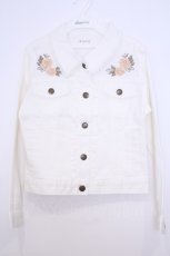 画像1: axes femme / 花刺繍デニムジャケット  シロ O-26-01-30-1037-AX-JA-IG-ZT574 (1)