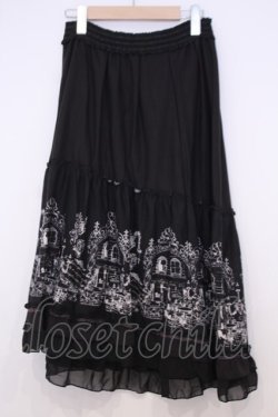 画像1: axes femme / パネル柄カットスカート  クロ O-26-01-30-1042-AX-SK-IG-OS