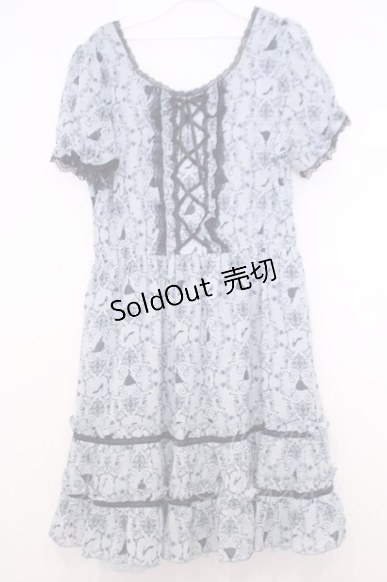 画像1: axes femme / シルエット柄ワンピース  サックス O-26-01-30-1044-AX-OP-IG-ZT574 (1)