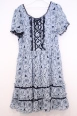 画像1: axes femme / シルエット柄ワンピース  サックス O-26-01-30-1044-AX-OP-IG-ZT574 (1)