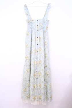 画像1: axes femme / 釦開き総バラ柄ロングワンピース  ミント O-26-01-30-1045-AX-OP-IG-OS