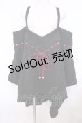 Favorite / 着物袖オフショルトップス  クロ×アカ O-26-01-30-1002-LO-JA-IG-ZT576
