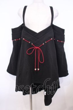 画像1: Favorite / 着物袖オフショルトップス  クロ×アカ O-26-01-30-1002-LO-JA-IG-OS