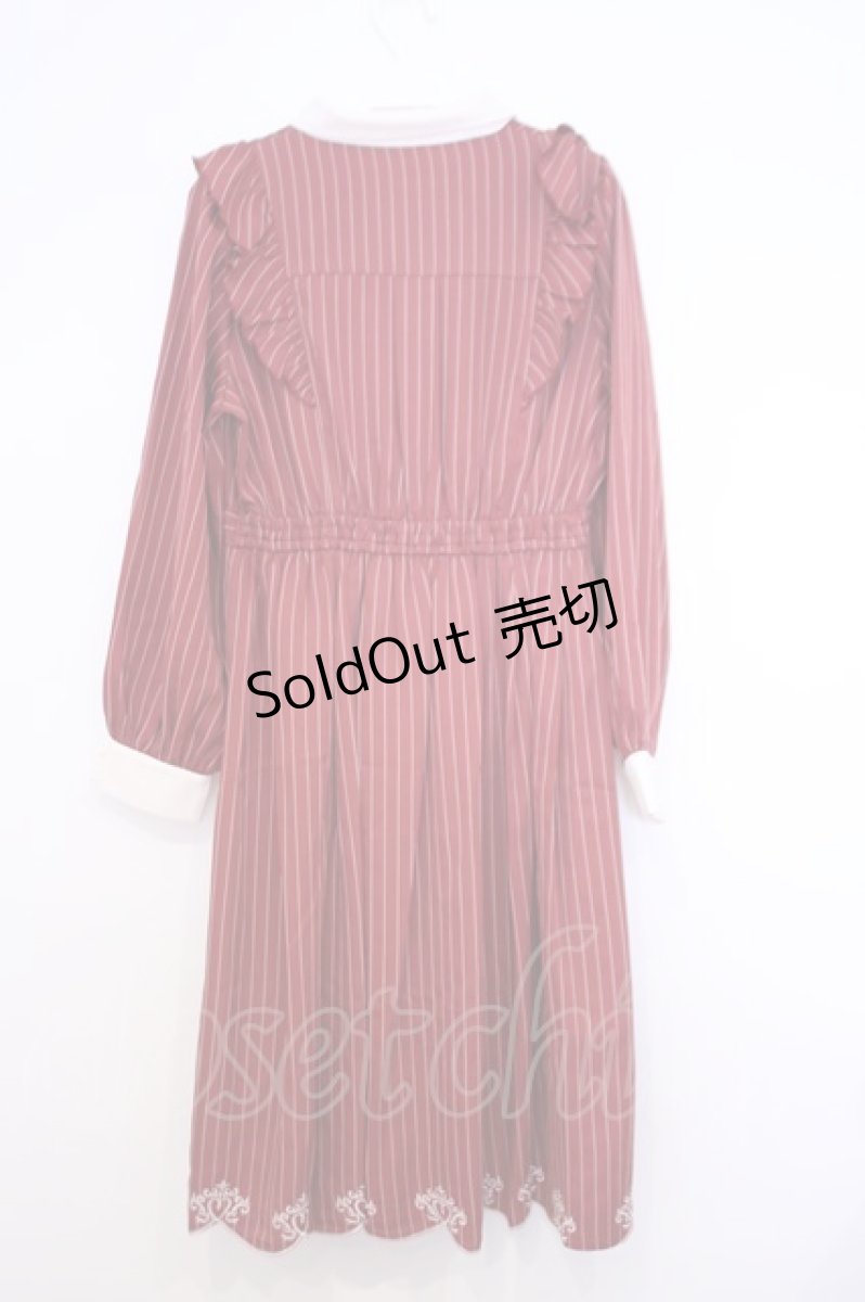画像4: axes femme / スカラップ刺繍バイカラーワンピース F アカ O-26-01-30-1014-AX-OP-OW-ZT574 (4)