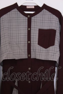 画像2: axes femme / チェック柄パッチワークワンピース F ワイン O-26-01-30-1017-AX-OP-OW-OS