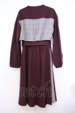 画像3: axes femme / チェック柄パッチワークワンピース F ワイン O-26-01-30-1017-AX-OP-OW-ZT576 (3)