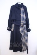 axes femme / バイカラーアシメロングコート  ネイビー O-26-01-30-1025-0-JA-IG-OS