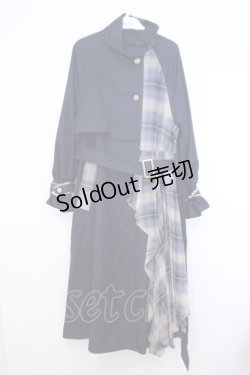 画像1: axes femme / バイカラーアシメロングコート  ネイビー O-26-01-30-1025-0-JA-IG-ZTC004