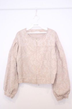 画像1: axes femme / ジャカードノーカラージャケット  ベージュ O-26-01-30-1026-AX-JA-IG-OS