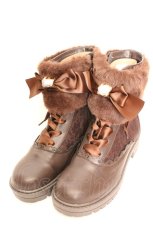画像1: m petit by misako / ファー付きブーツ LL ブラウン O-26-01-30-091-LO-SH-YM-ZTK034 (1)