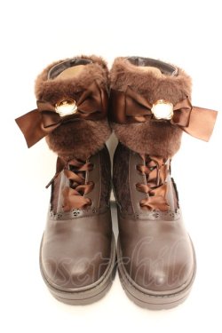 画像2: m petit by misako / ファー付きブーツ LL ブラウン O-26-01-30-091-LO-SH-YM-OS