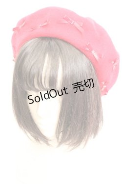 画像1: PINK HOUSE×misako&erinko / ロゴ&リボン付きベレー帽  アカ O-26-01-30-037-EL-AC-OW-OS