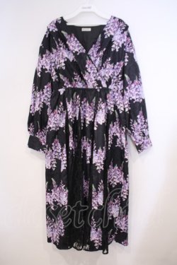 画像1: axes femme / カシュクールワンピース  クロ×パープル O-26-01-31-042-AX-OP-IG-OS