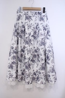 画像1: axes femme Nostalgic / ドローイングフラワー柄スカート  シロ O-26-01-31-043-LO-SK-IG-OS