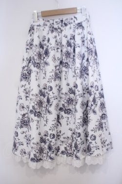 画像3: axes femme Nostalgic / ドローイングフラワー柄スカート  シロ O-26-01-31-043-LO-SK-IG-OS