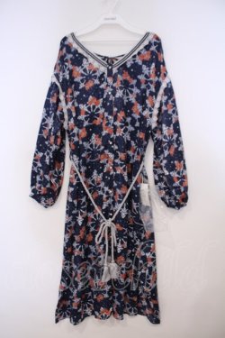 画像1: axes femme / ミュシャ/ガウンワンピース M ネイビー O-26-01-31-045-AX-OP-IG-OS