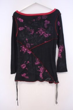 画像3: HANGRY&ANGRY / FxxK MEドロストカットソー  ブラック×レッド O-26-01-31-003-HN-TO-OW-OS