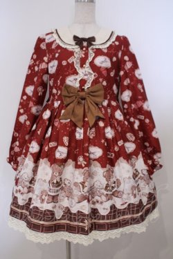 画像1: To Alice / メルティチョコベアワンピース M アカ O-26-01-31-052-LO-OP-YM-OS