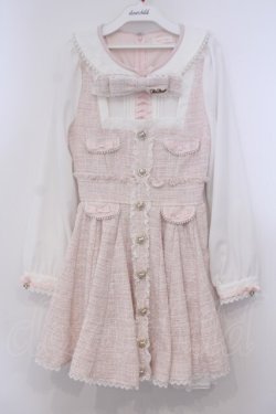 画像1: LIZ LISA / リボンツイードサーキュラーワンピース 0 ピンクｘシロ O-26-01-31-056-LO-OP-YM-OS