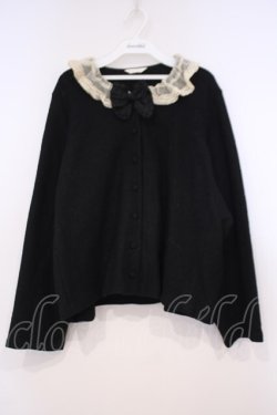 画像1: PINK HOUSE / ドットチュール襟カーディガン【お直しあり】  クロ O-26-01-31-058-LO-TO-IG-OS