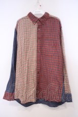 画像1: Karl Helmut / レトロミニチェックフランネルパッチワークシャツブラウス L アカ×ネイビー×ベージュ O-26-01-31-077-EL-BL-IG-ZT584 (1)