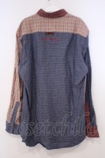 画像2: Karl Helmut / レトロミニチェックフランネルパッチワークシャツブラウス L アカ×ネイビー×ベージュ O-26-01-31-077-EL-BL-IG-ZT584 (2)