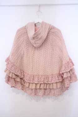 画像4: PINK HOUSE / レース使いリバーシブルニットポンチョ  ピンク O-26-01-31-078-LO-JA-IG-OS