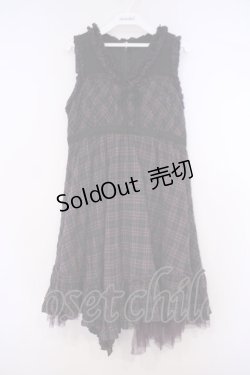 画像1: ALGONQUINS / ワッシャーチェックジャンパースカート F パープル系 O-26-01-31-010-AL-OP-OW-ZT0203E