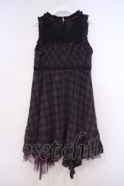 画像4: ALGONQUINS / ワッシャーチェックジャンパースカート F パープル系 O-26-01-31-010-AL-OP-OW-OS