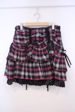 画像1: ALGONQUINS / ドロストチェックスカート F ピンクｘブラック O-26-01-31-013-AL-SK-OW-OS