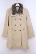 axes femme / キラキラツイードファー付きコート M 生成り O-26-01-31-015-0-CO-IG-ZT0203E
