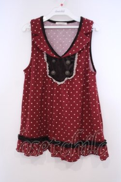 画像1: axes femme / ドット柄衿付アウターキャミ M ワイン O-26-01-31-017-AX-TO-OW-OS