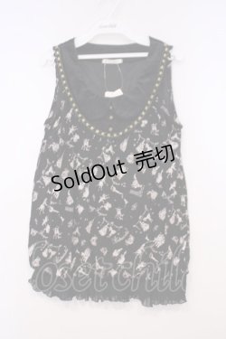 画像1: axes femme / メルヘン柄アウターキャミ M クロ O-26-01-31-018-AX-TO-OW-OS