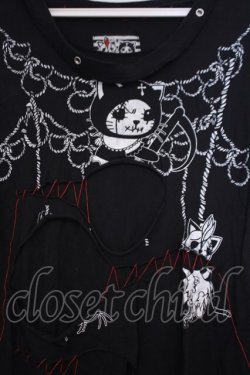 画像2: HANGRY&ANGRY / ツギハギダメージTシャツ  ブラック×レッド O-26-01-31-002-HN-TO-OW-OS