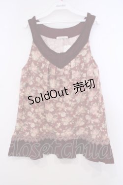 画像1: axes femme / ニット使い花柄アウターキャミ M ワイン O-26-01-31-027-AX-TO-OW-OS