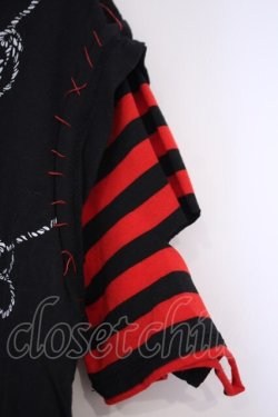 画像3: HANGRY&ANGRY / ツギハギダメージTシャツ  ブラック×レッド O-26-01-31-002-HN-TO-OW-OS