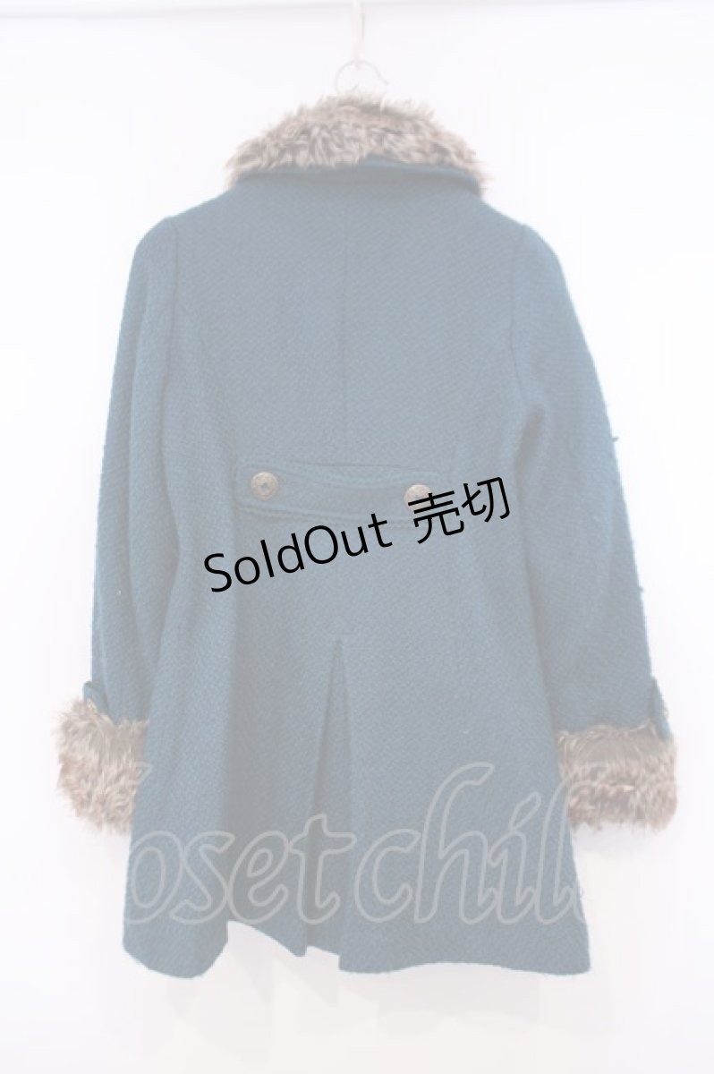 画像2: axes femme / ファー付きロービングコート M ターコイズ O-26-01-31-035-AX-CO-IG-ZTC035 (2)