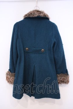 画像2: axes femme / ファー付きロービングコート M ターコイズ O-26-01-31-035-AX-CO-IG-ZT0203E