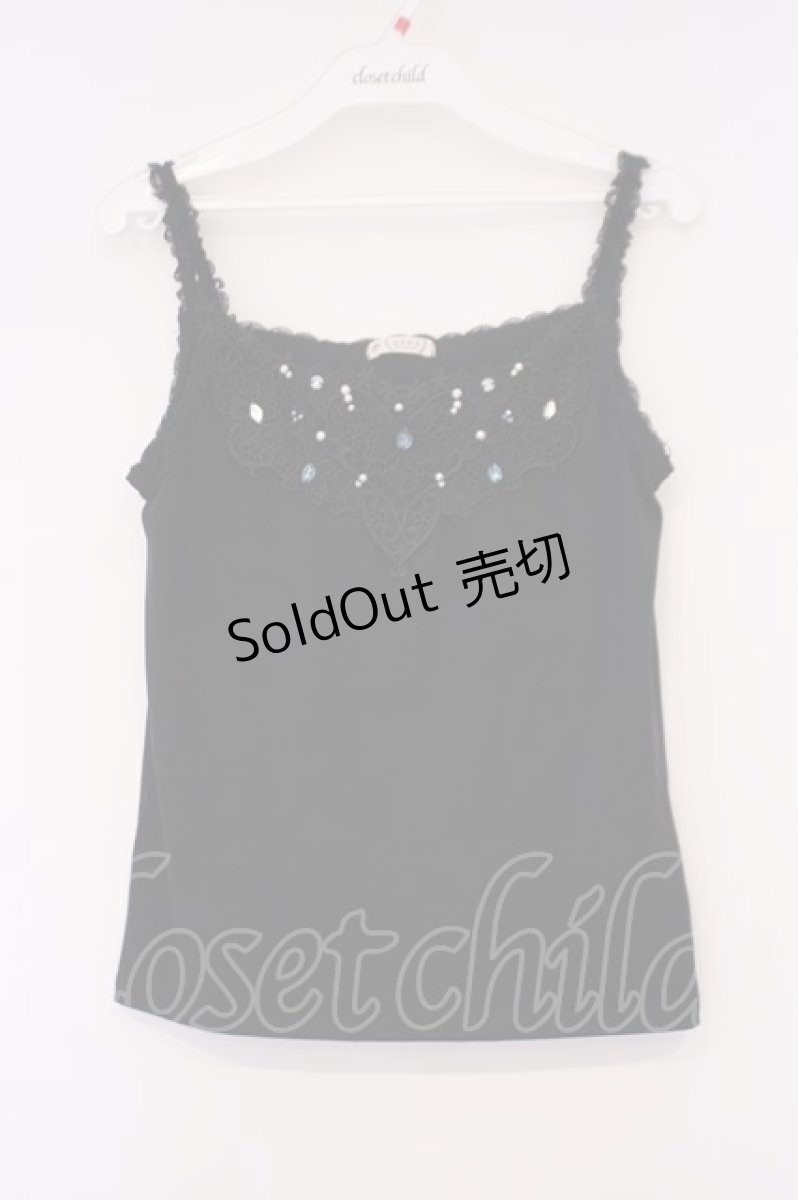 画像1: axes femme / ビジュー×蝶レースタンク F クロ O-26-02-03-025-AX-TO-OW-ZT608 (1)